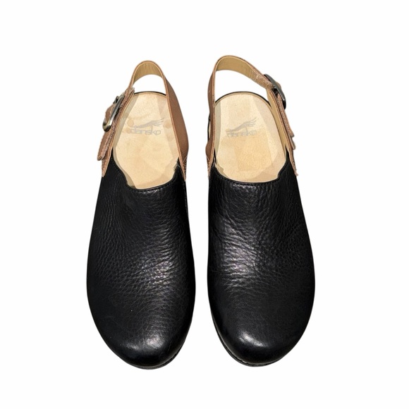 Dansko NWOT Merrin Black Waxy Milled Pebbled Leather Y2K Clogs Size 8.5 - Picture 3 of 7